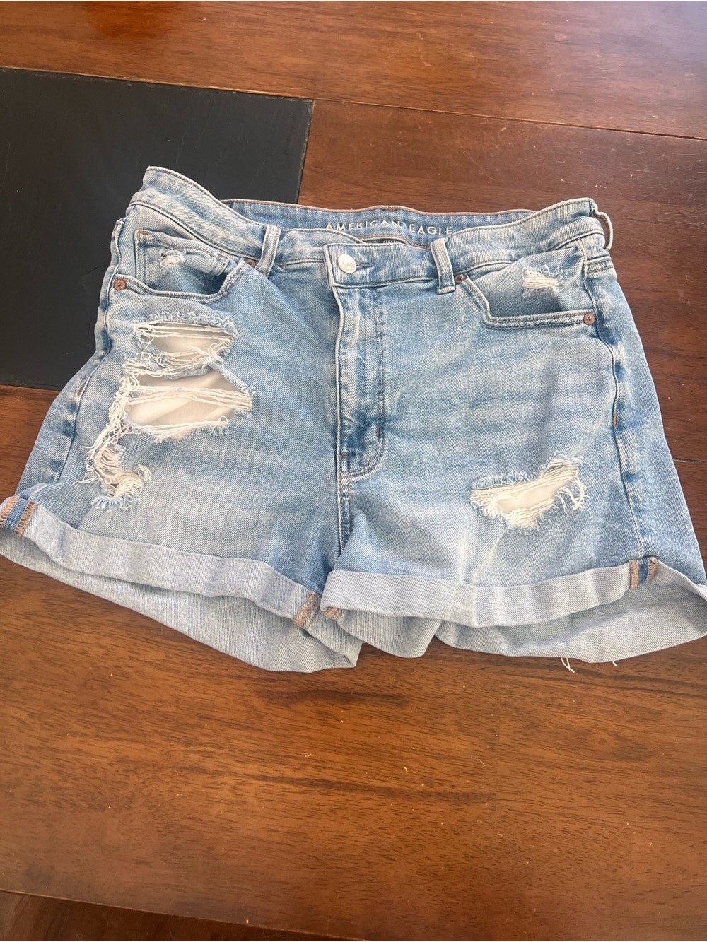 American Eagle Outfitters Light Wash Distressed Denim Shorts